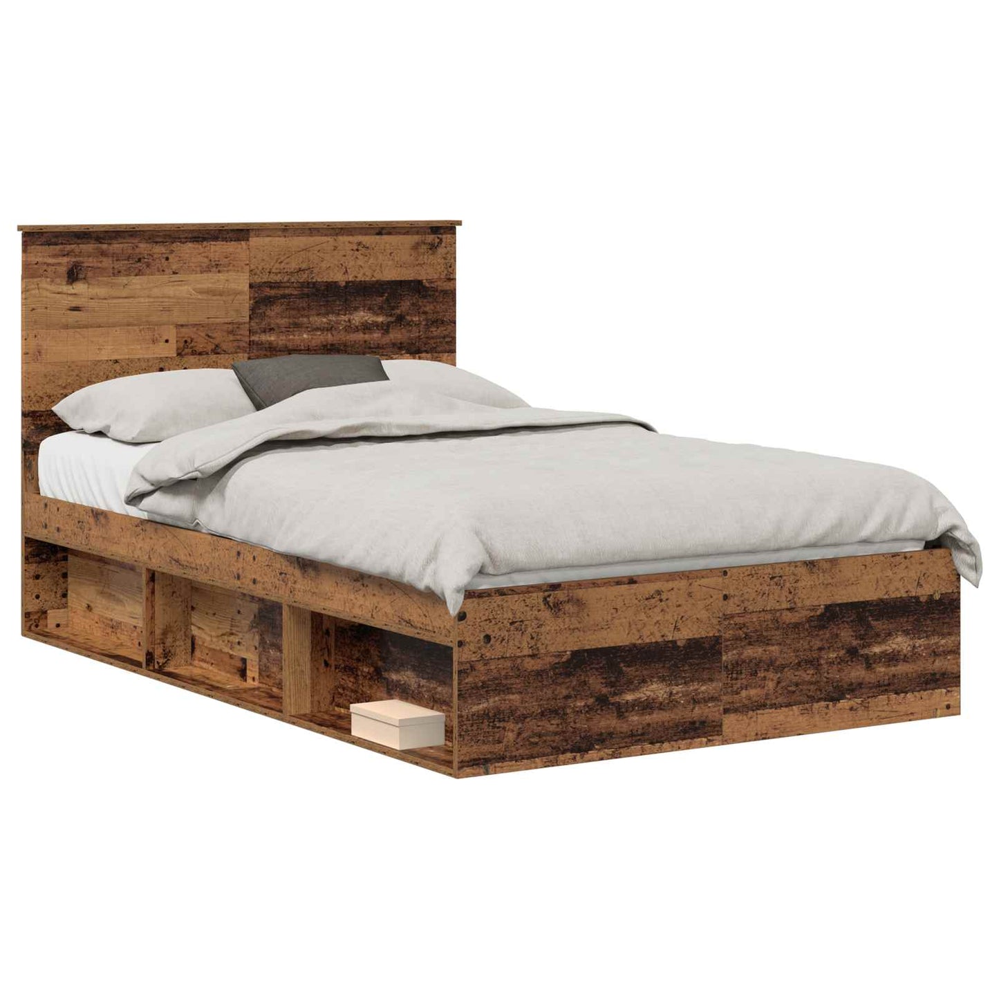 vidaXL Bed Frame with Headboard Old Wood 120 x 200 cm Solid Pine Wood 2
