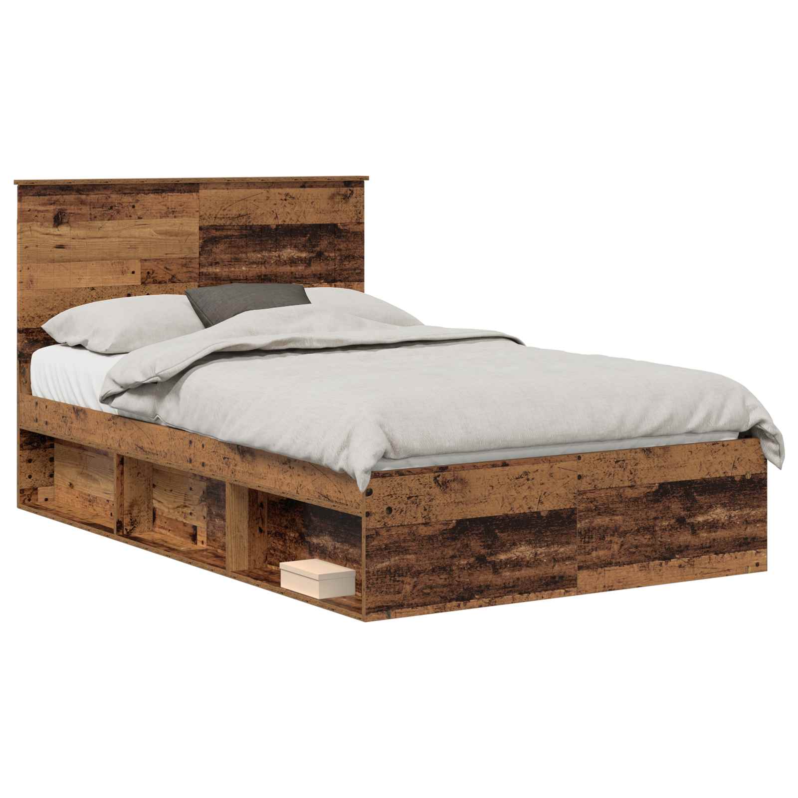 vidaXL Bed Frame with Headboard Old Wood 120 x 200 cm Solid Pine Wood 2