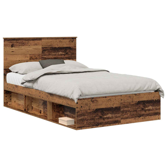 vidaXL Bed Frame with Headboard Old Wood 120 x 200 cm Solid Pine Wood 2