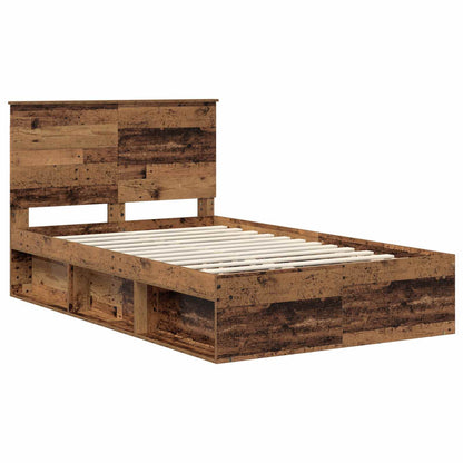 vidaXL Bed Frame with Headboard Old Wood 120 x 200 cm Solid Pine Wood 4