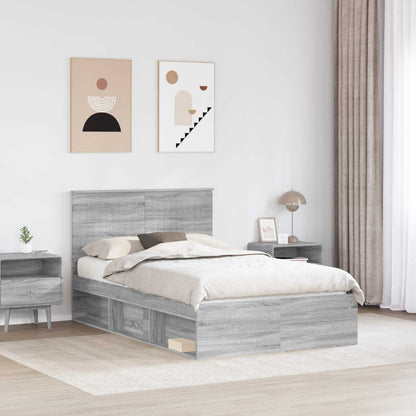 vidaXL Bed Frame Grey Sonoma 120 x 190 cm Solid Pine Wood 3