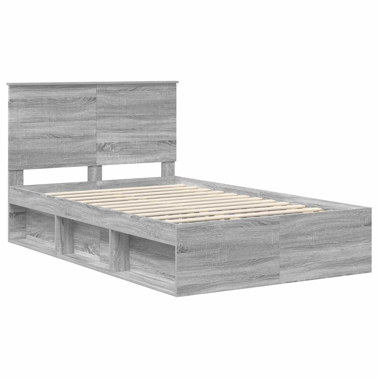 vidaXL Bed Frame Grey Sonoma 120 x 190 cm Solid Pine Wood 4