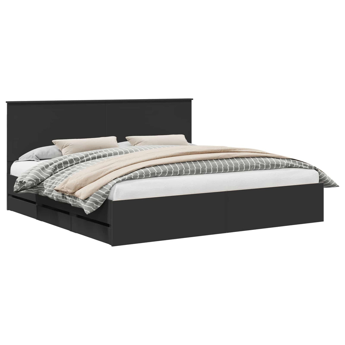 Bed Frame with Drawer Engineer Wood Length 200 cm Black 200 cm