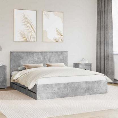 vidaXL Bed Frame with Drawer Concrete Grey 180 x 200 cm Engineer Wood 1