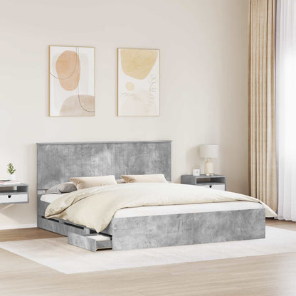 vidaXL Bed Frame with Drawer Concrete Grey 180 x 200 cm Engineer Wood 3