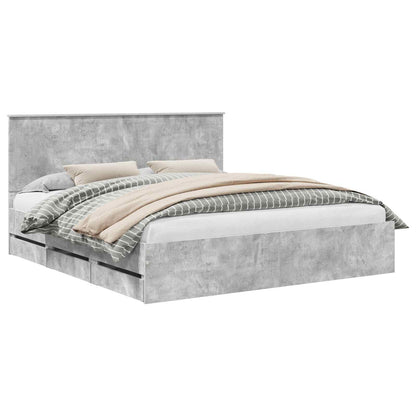 vidaXL Bed Frame with Drawer Concrete Grey 180 x 200 cm Engineer Wood 2