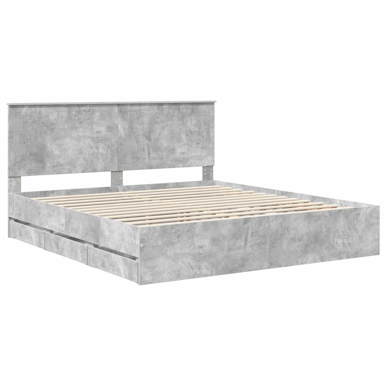 vidaXL Bed Frame with Drawer Concrete Grey 180 x 200 cm Engineer Wood 4