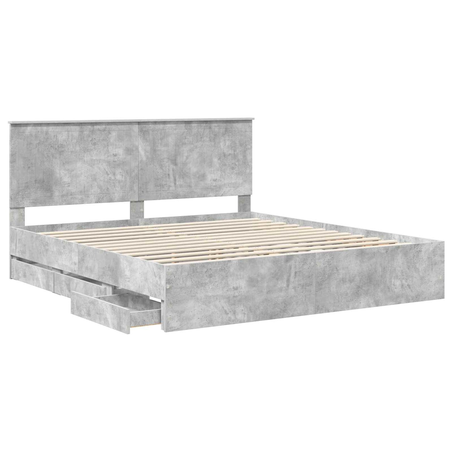 vidaXL Bed Frame with Drawer Concrete Grey 180 x 200 cm Engineer Wood 5