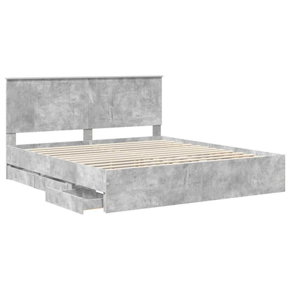 vidaXL Bed Frame with Drawer Concrete Grey 180 x 200 cm Engineer Wood 5