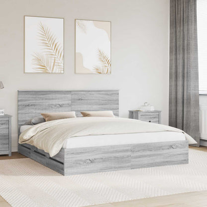 vidaXL Bed Frame with Drawer Grey Sonoma 180 x 200 cm Engineer Wood 1