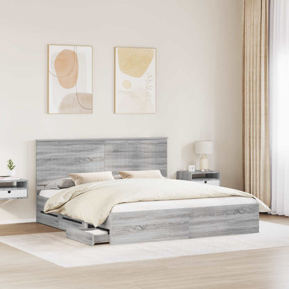 vidaXL Bed Frame with Drawer Grey Sonoma 180 x 200 cm Engineer Wood 3