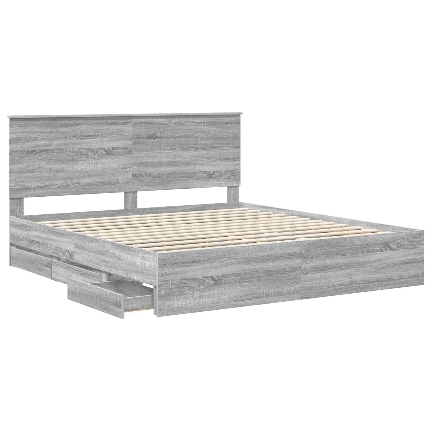 vidaXL Bed Frame with Drawer Grey Sonoma 180 x 200 cm Engineer Wood 5