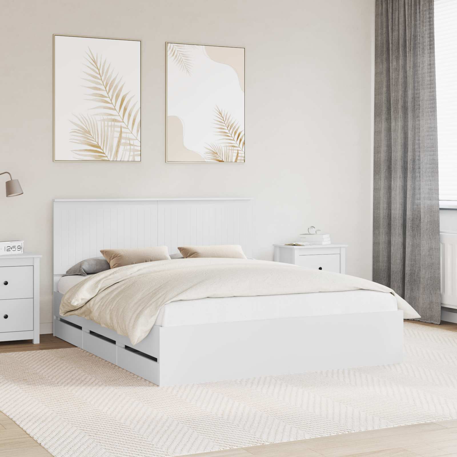 vidaXL Bed Frame with Drawer White 160 x 200 cm Engineer Wood 1