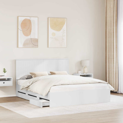 vidaXL Bed Frame with Drawer White 160 x 200 cm Engineer Wood 3