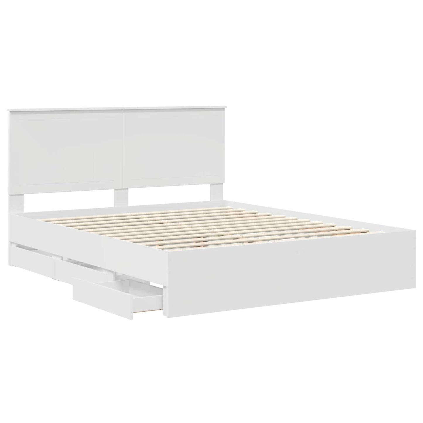 vidaXL Bed Frame with Drawer White 160 x 200 cm Engineer Wood 5