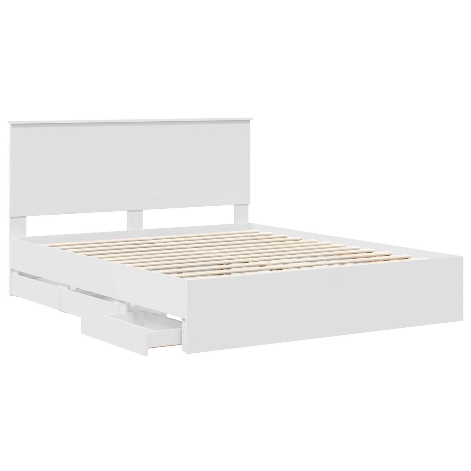 vidaXL Bed Frame with Drawer White 160 x 200 cm Engineer Wood 5
