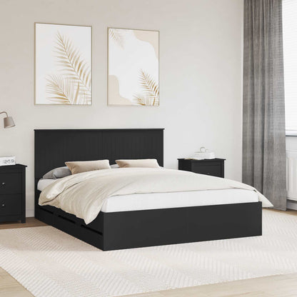 vidaXL Bed Frame with Drawer Black 160 x 200 cm Engineer Wood 1