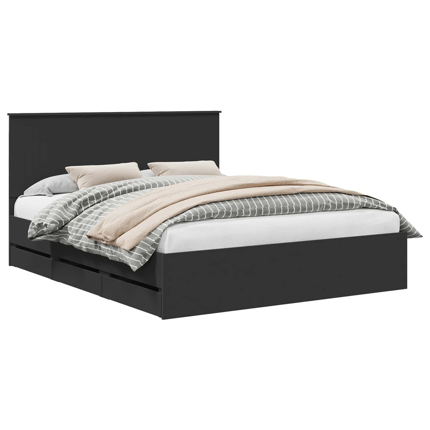 vidaXL Bed Frame with Drawer Black 160 x 200 cm Engineer Wood 2