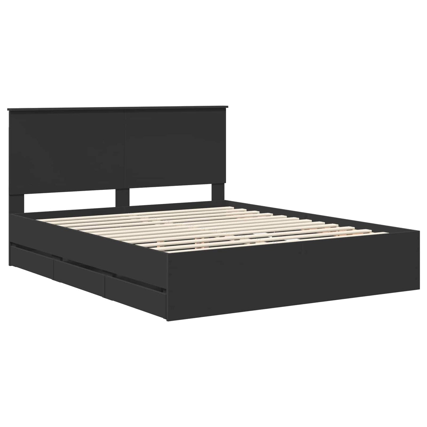 vidaXL Bed Frame with Drawer Black 160 x 200 cm Engineer Wood 4