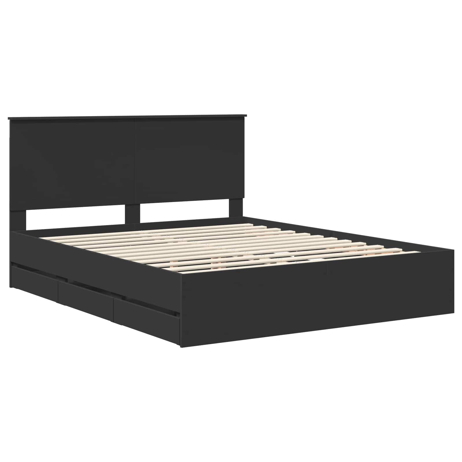 vidaXL Bed Frame with Drawer Black 160 x 200 cm Engineer Wood 4
