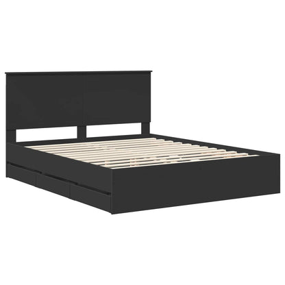vidaXL Bed Frame with Drawer Black 160 x 200 cm Engineer Wood 4