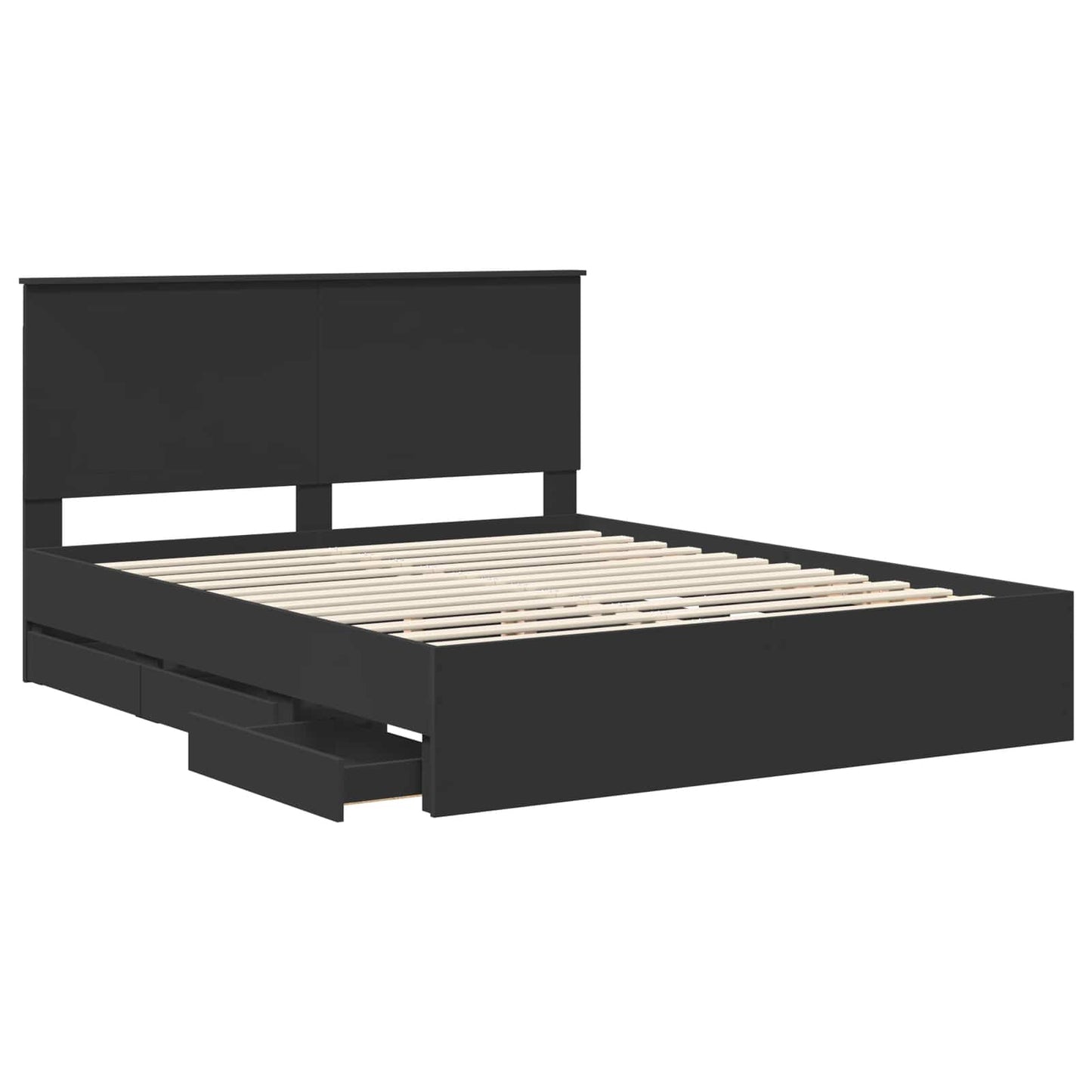 vidaXL Bed Frame with Drawer Black 160 x 200 cm Engineer Wood 5