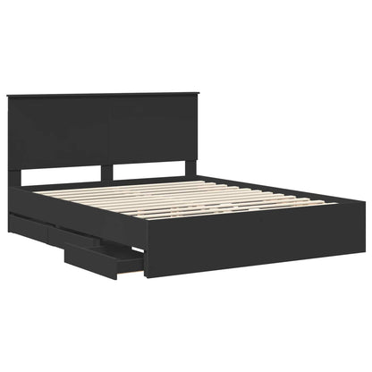 vidaXL Bed Frame with Drawer Black 160 x 200 cm Engineer Wood 5