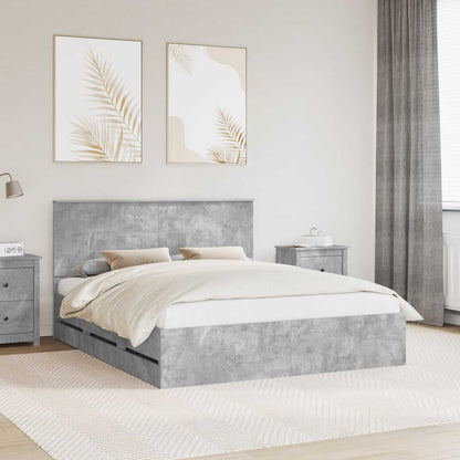 vidaXL Bed Frame with Drawer Concrete Grey 160 x 200 cm Engineer Wood 1