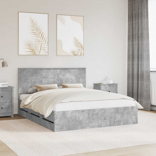 vidaXL Bed Frame with Drawer Concrete Grey 160 x 200 cm Engineer Wood 1
