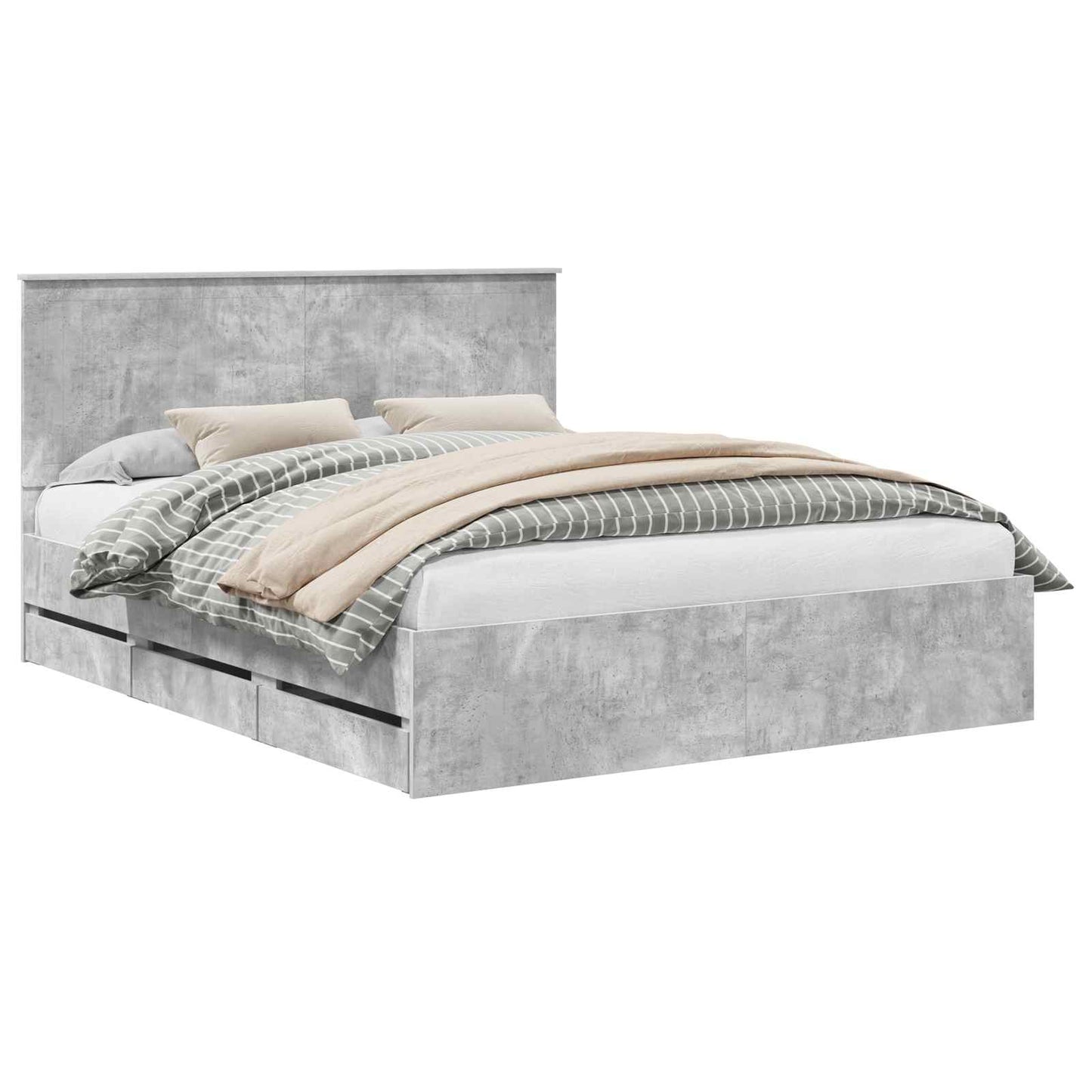 vidaXL Bed Frame with Drawer Concrete Grey 160 x 200 cm Engineer Wood 2