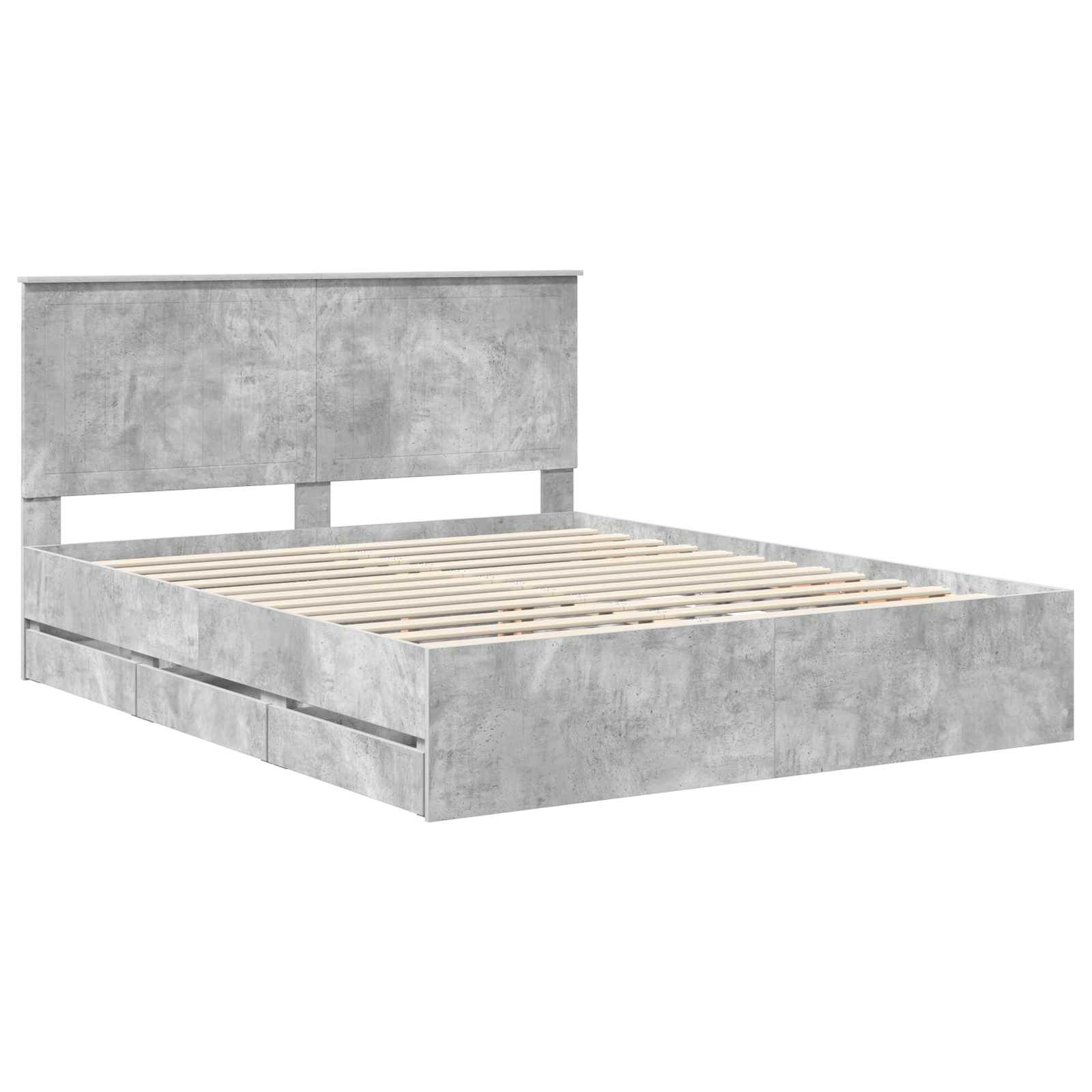 vidaXL Bed Frame with Drawer Concrete Grey 160 x 200 cm Engineer Wood 4