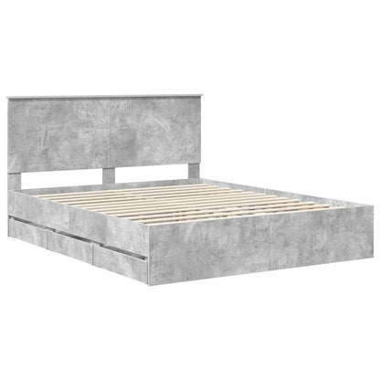 vidaXL Bed Frame with Drawer Concrete Grey 160 x 200 cm Engineer Wood 4