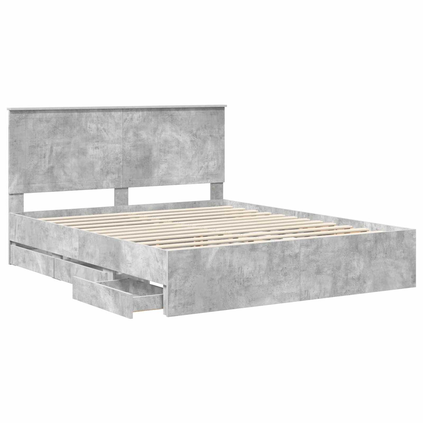 vidaXL Bed Frame with Drawer Concrete Grey 160 x 200 cm Engineer Wood 5