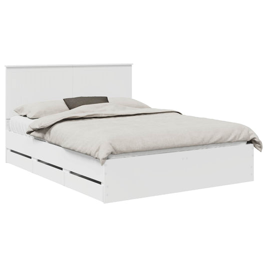 Bed Frame with Drawer Engineer Wood Length 200 cm White 150 cm