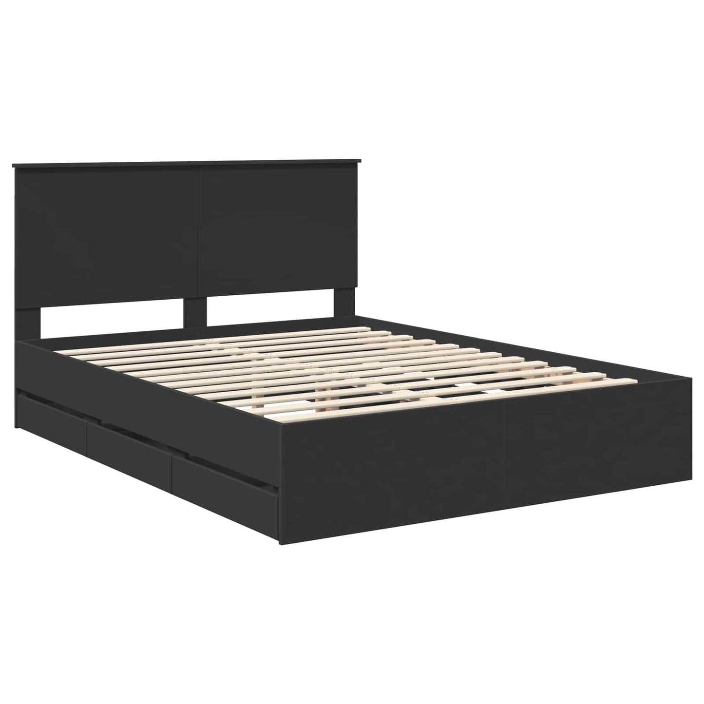 vidaXL Bed Frame with Drawer Black 150 x 200 cm Engineer Wood 4
