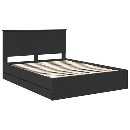 vidaXL Bed Frame with Drawer Black 150 x 200 cm Engineer Wood 4