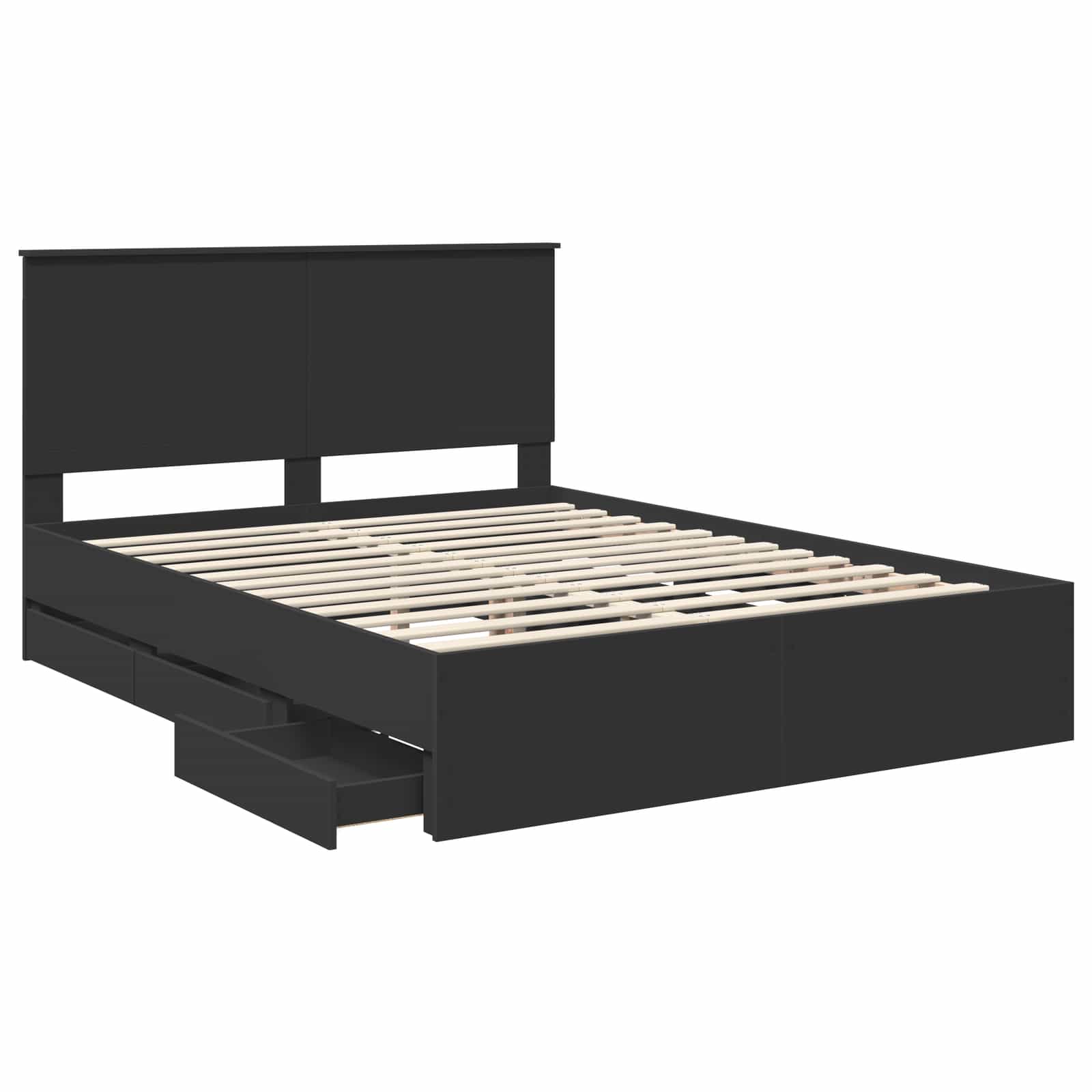 vidaXL Bed Frame with Drawer Black 150 x 200 cm Engineer Wood 5