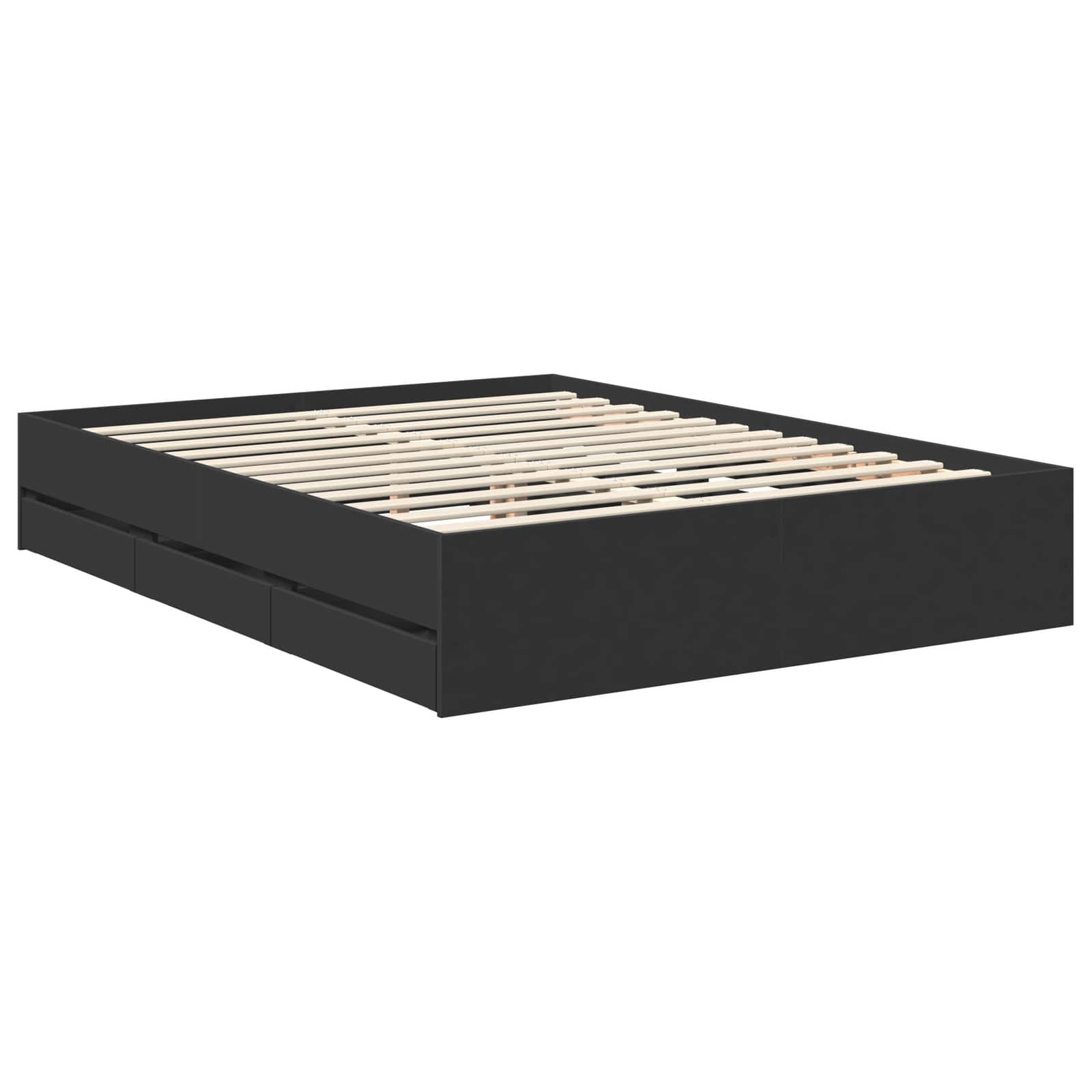 vidaXL Bed Frame with Drawer Black 150 x 200 cm Engineer Wood 6