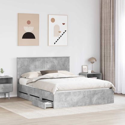 vidaXL Bed Frame with Drawer Concrete Grey 150 x 200 cm Engineer Wood 3