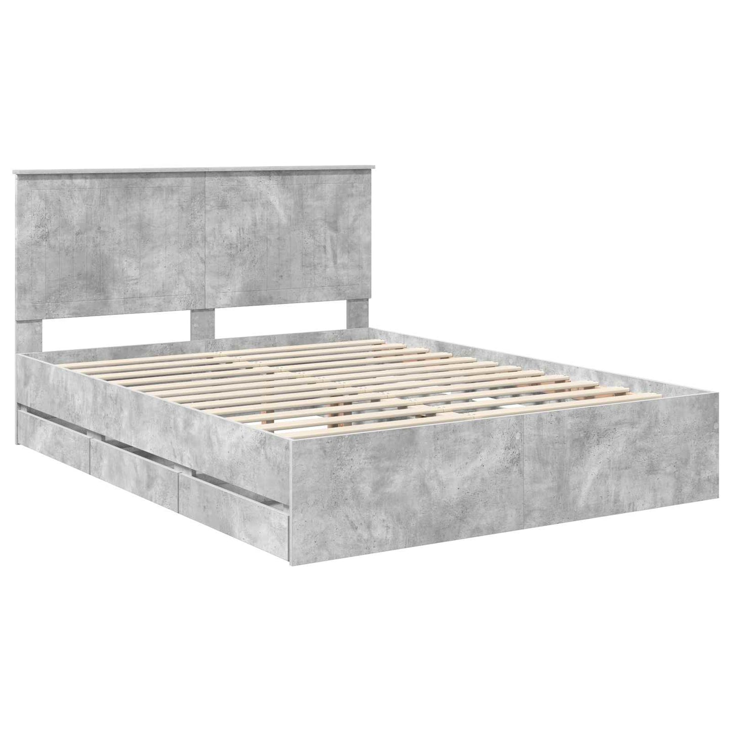 vidaXL Bed Frame with Drawer Concrete Grey 150 x 200 cm Engineer Wood 4