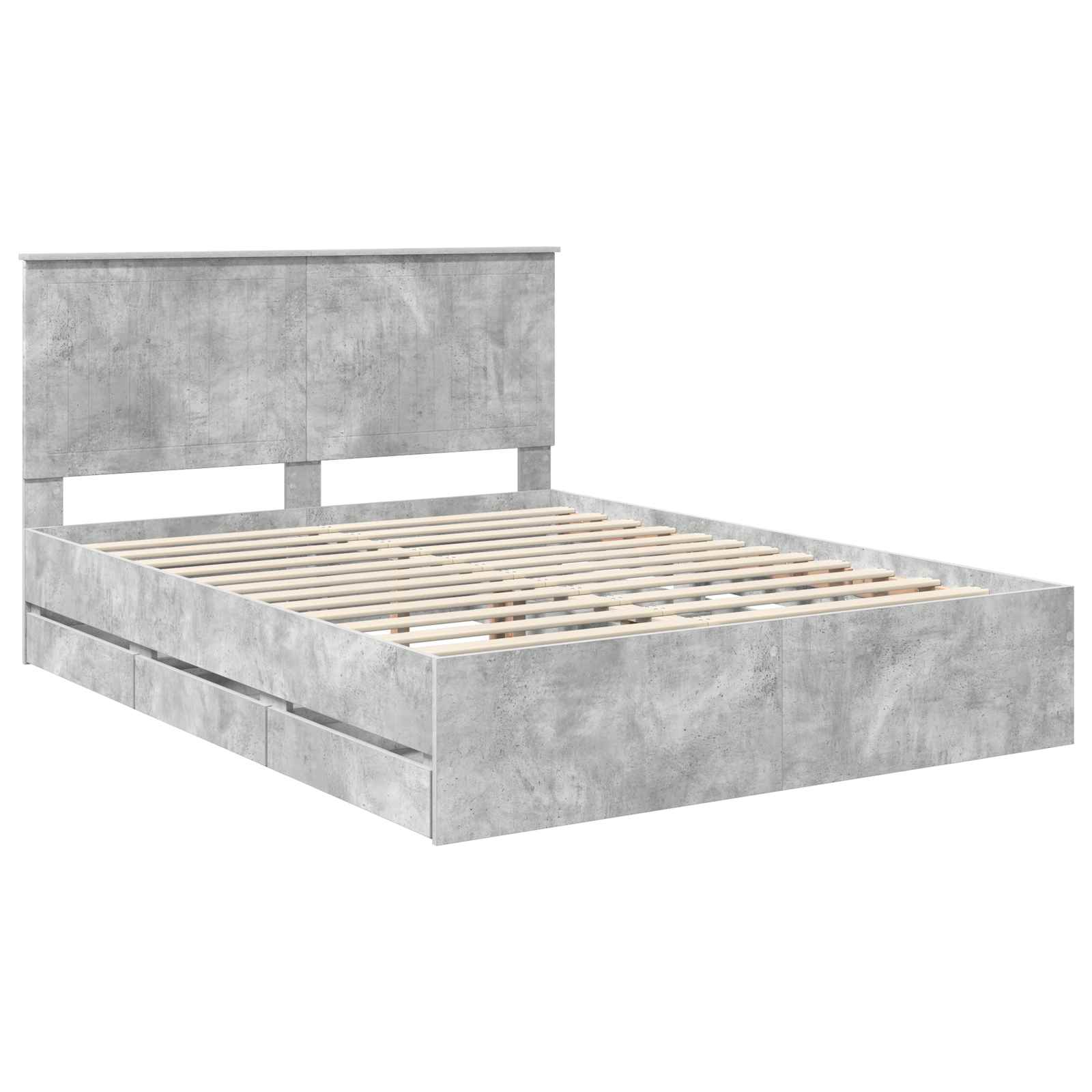 vidaXL Bed Frame with Drawer Concrete Grey 150 x 200 cm Engineer Wood 4