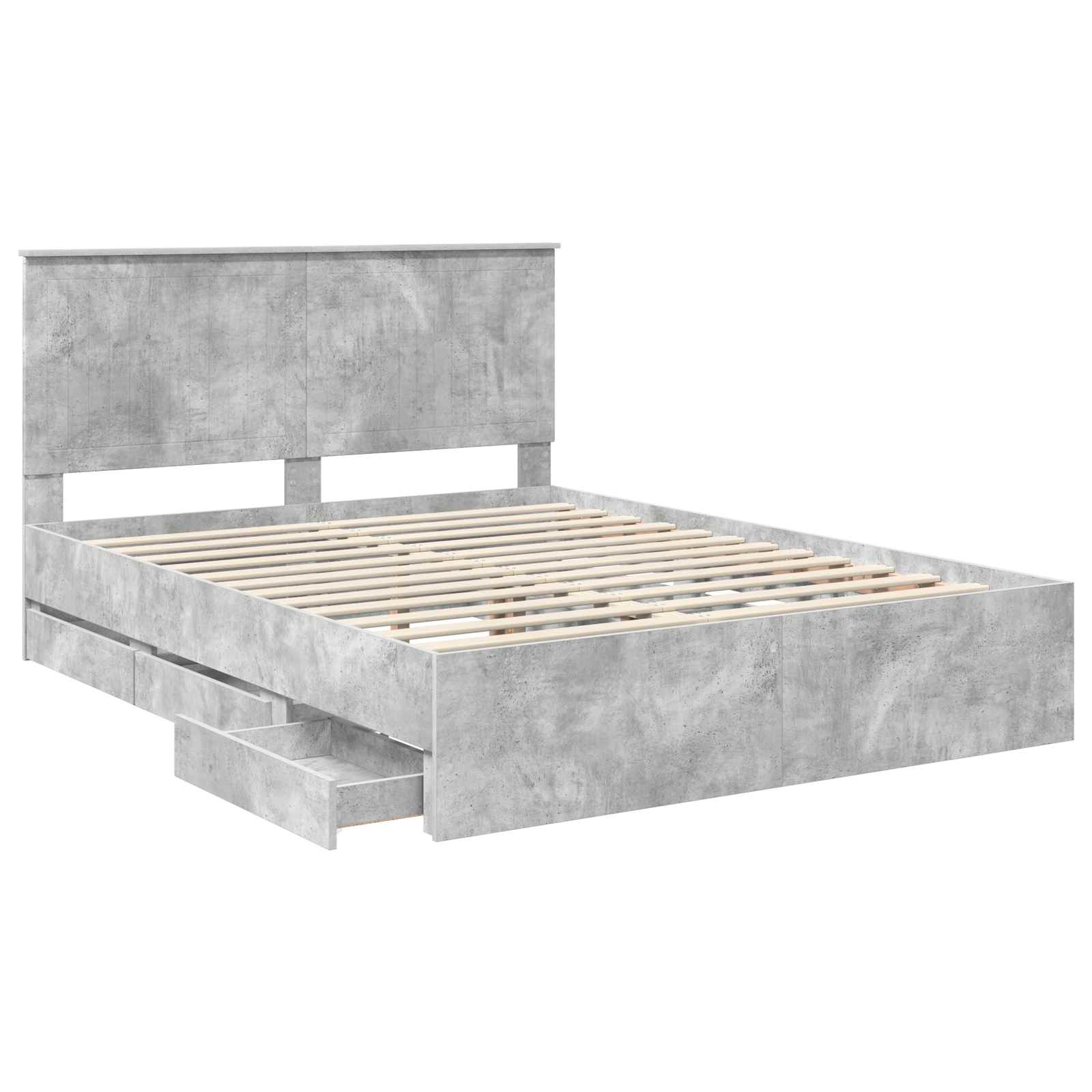 vidaXL Bed Frame with Drawer Concrete Grey 150 x 200 cm Engineer Wood 5