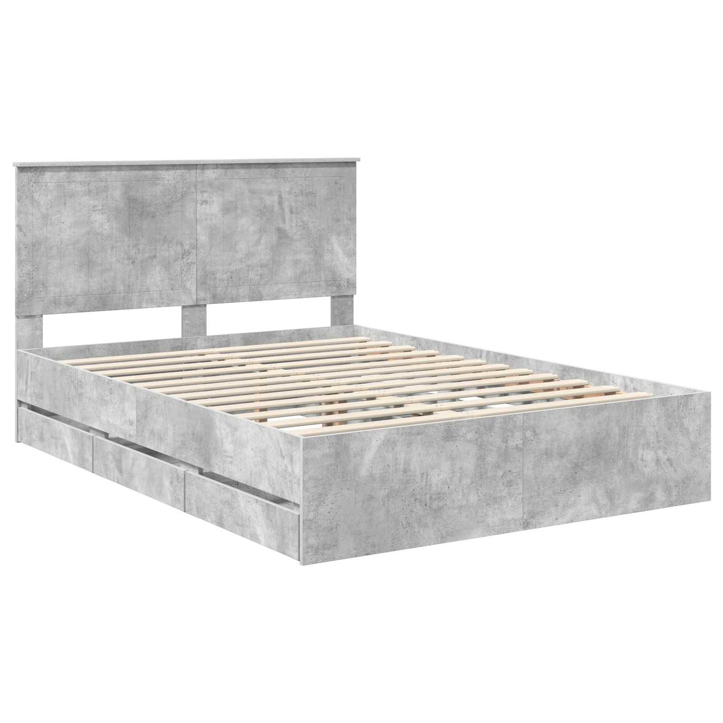vidaXL Bed Frame with Drawer Concrete Grey 140 x 200 cm Engineer Wood 4