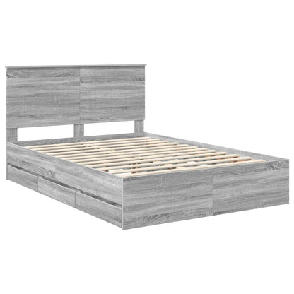 vidaXL Bed Frame with Drawer Grey Sonoma 140 x 200 cm Engineer Wood 4