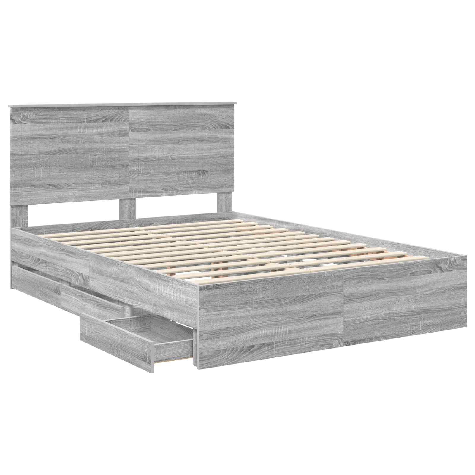 vidaXL Bed Frame with Drawer Grey Sonoma 140 x 200 cm Engineer Wood 5