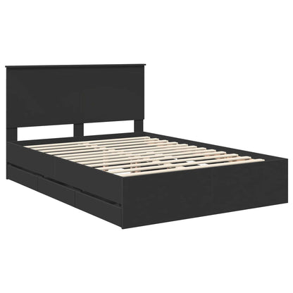 vidaXL Bed Frame with Drawer Black 140 x 190 cm Engineer Wood 4