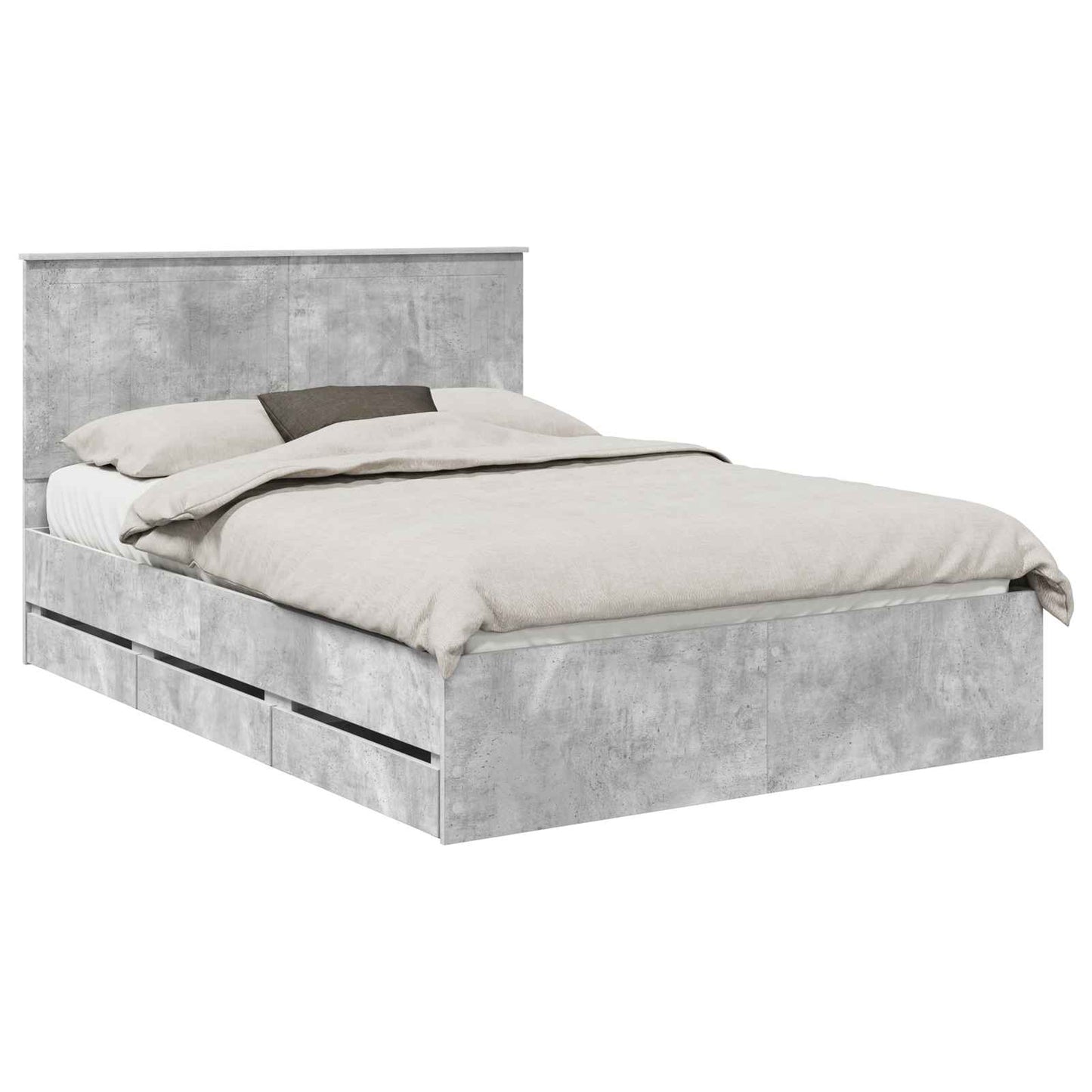 vidaXL Bed Frame with Drawer Concrete Grey 135 x 190 cm Engineer Wood 2
