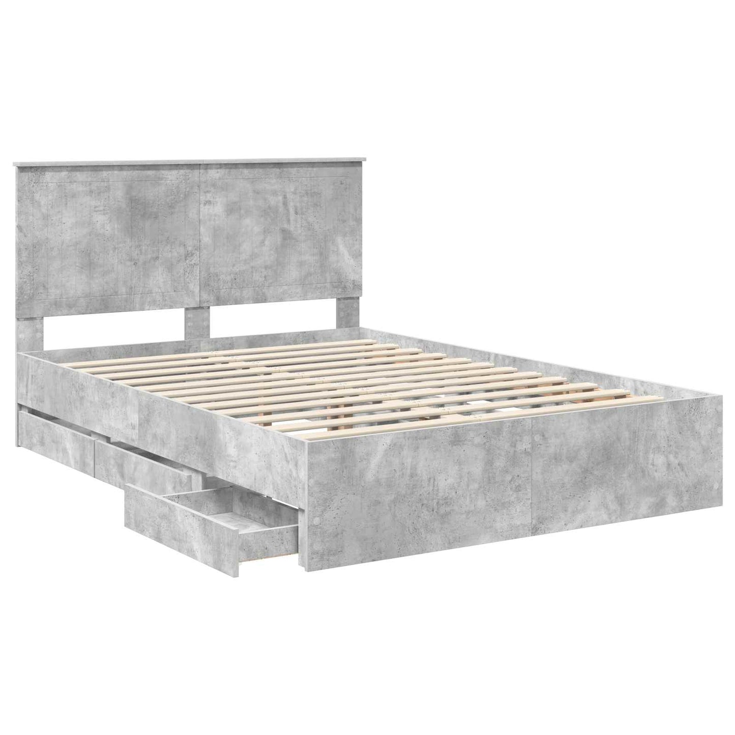 vidaXL Bed Frame with Drawer Concrete Grey 135 x 190 cm Engineer Wood 5