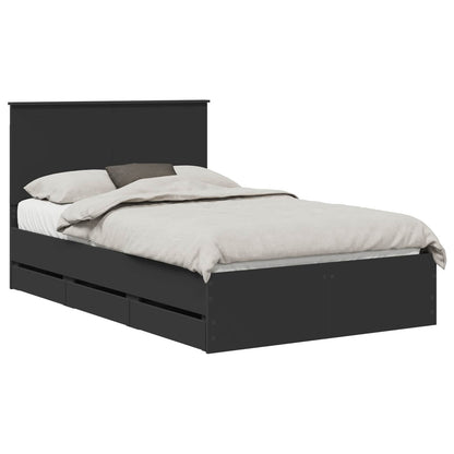vidaXL Bed Frame with Drawer Black 120 x 190 cm Engineer Wood 2