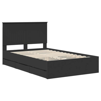 vidaXL Bed Frame with Drawer Black 120 x 190 cm Engineer Wood 4